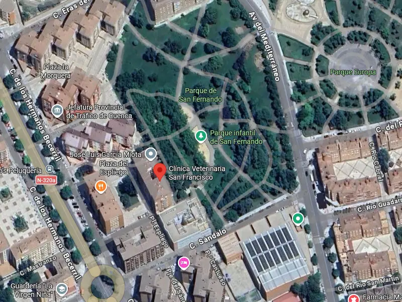 Ubicación de la Clínica Veterinaria San Francisco en Cuenca